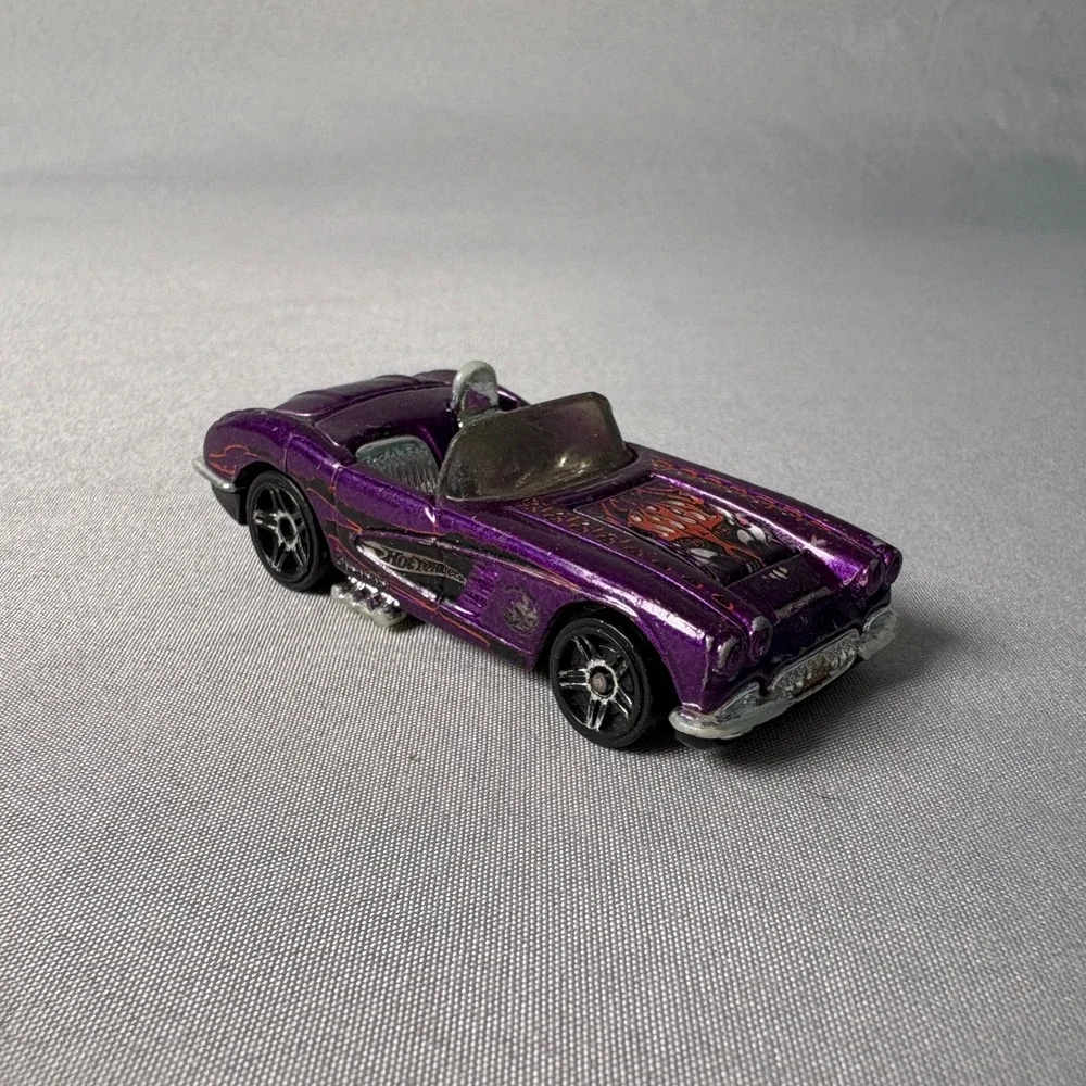 Hot Wheels 58 Corvette Purple Metallic Skull Flames Diecast Car 1994 Mattel